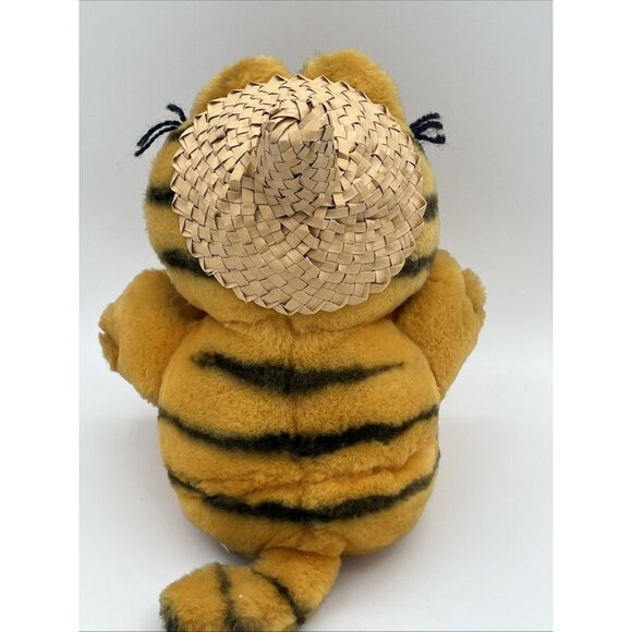Vintage Garfield Cat Plush Stuffed Animal W/ straw hat Hawaiian Dakin 1978,1981 - Picture 4 of 13